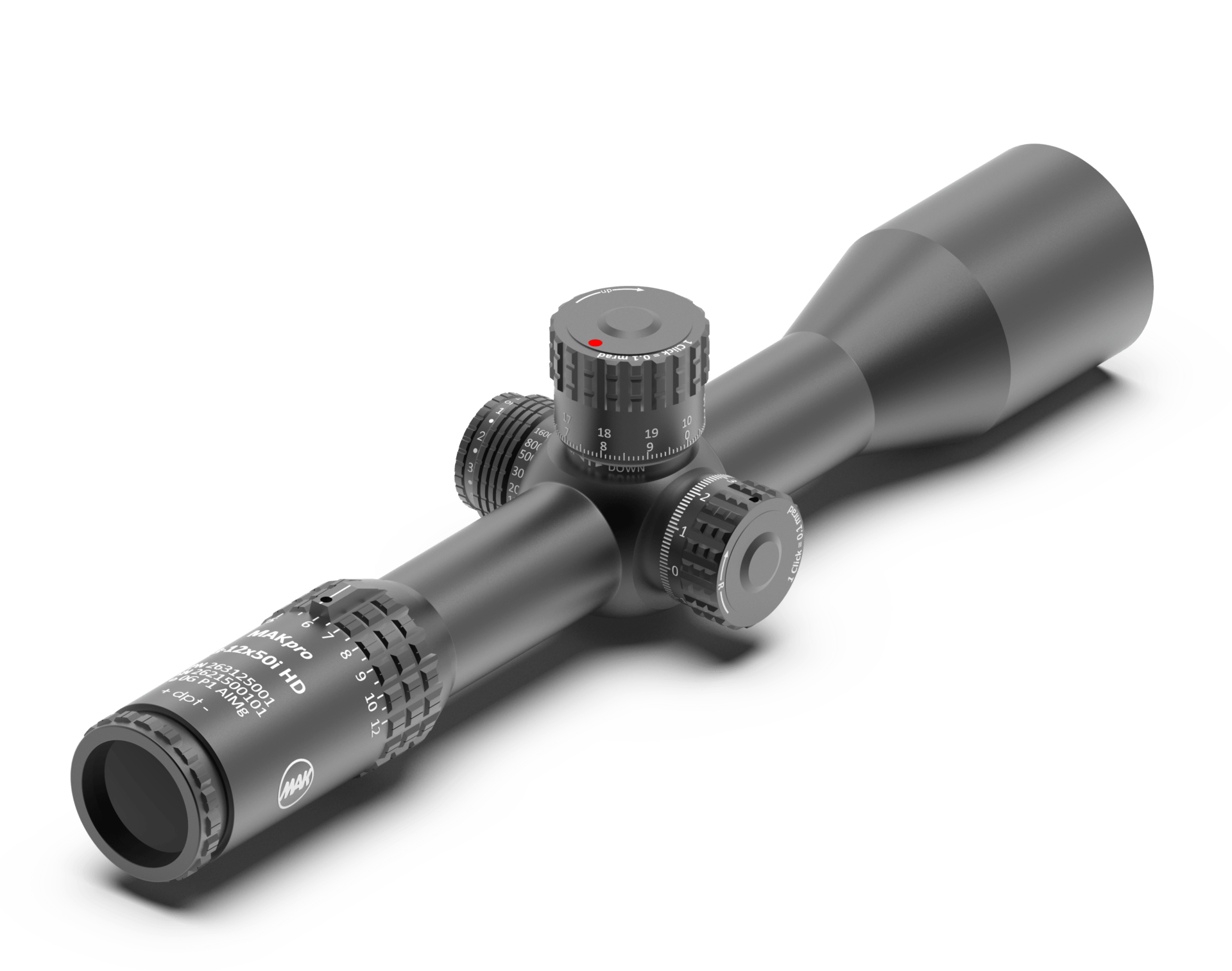 The MAKpro 5-25x56i HD is the ultimate long range riflescope for long distances and large calibers. Patented height tower with indicator pin. Absolute reliable repeatability, accuracy and precision with clear defined clicks.